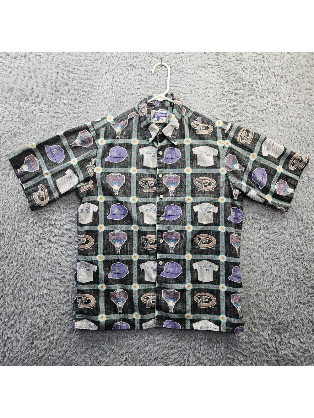 Reyn Spooner Hawaiian Shirt Men Medium AZ Diamondbacks Baseball MLB Vintage Y2K